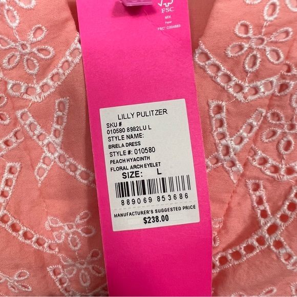 Lilly Pulitzer Floral Arch Eyelet Briela Dress in Peach Hyacinth NWT size large - Picture 5 of 8